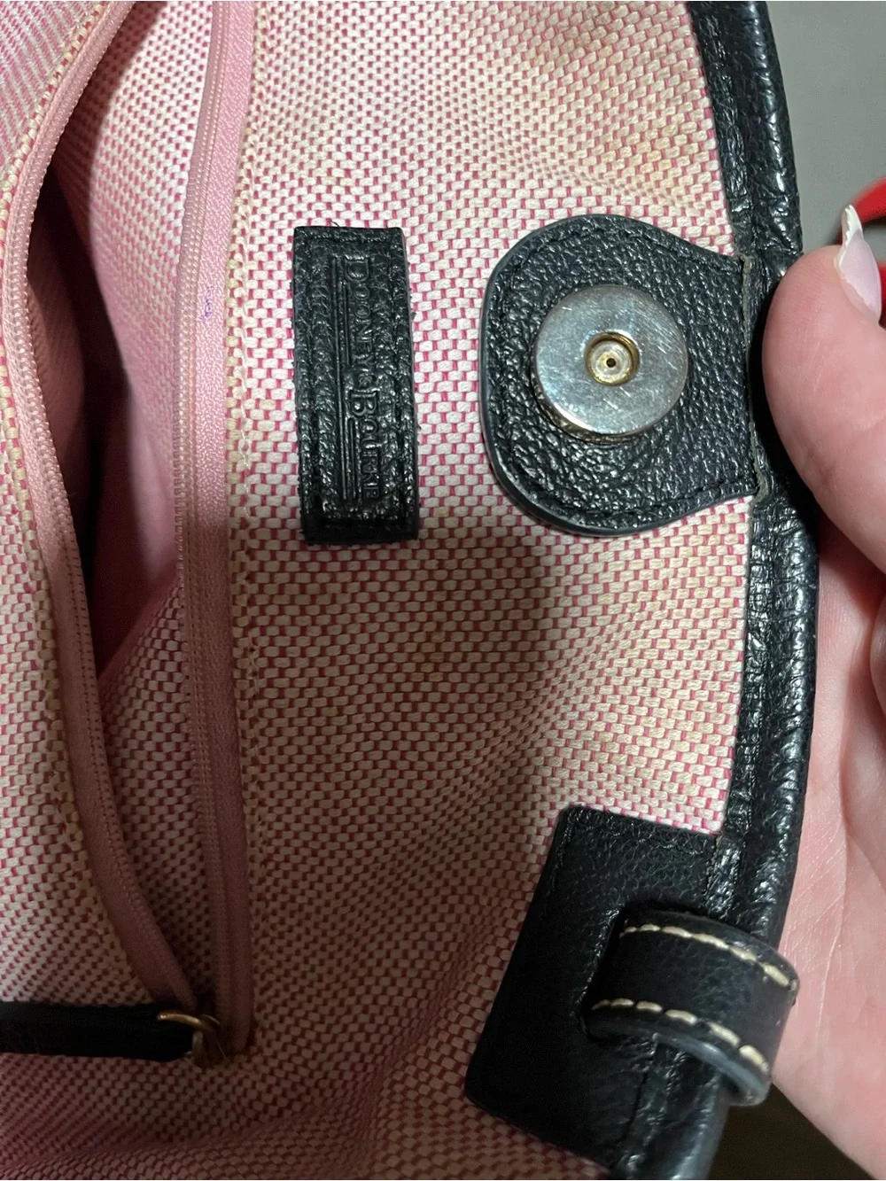 Dooney & Bourke Black Leather Tote with Contrasting Stitching